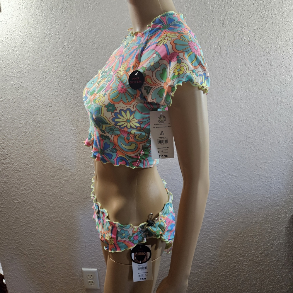Floral Ruffle Three-Piece Swim Set - Multicolor - Picture 4 of 14